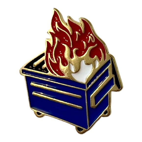 🧷🔥DUMPSTER FIRE - Enamel Pin on Gold Backing - Picture 1 of 4